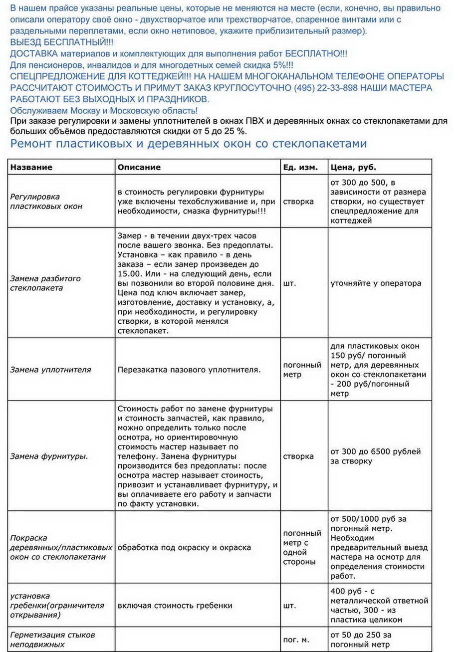 Ремонт пластиковых окон